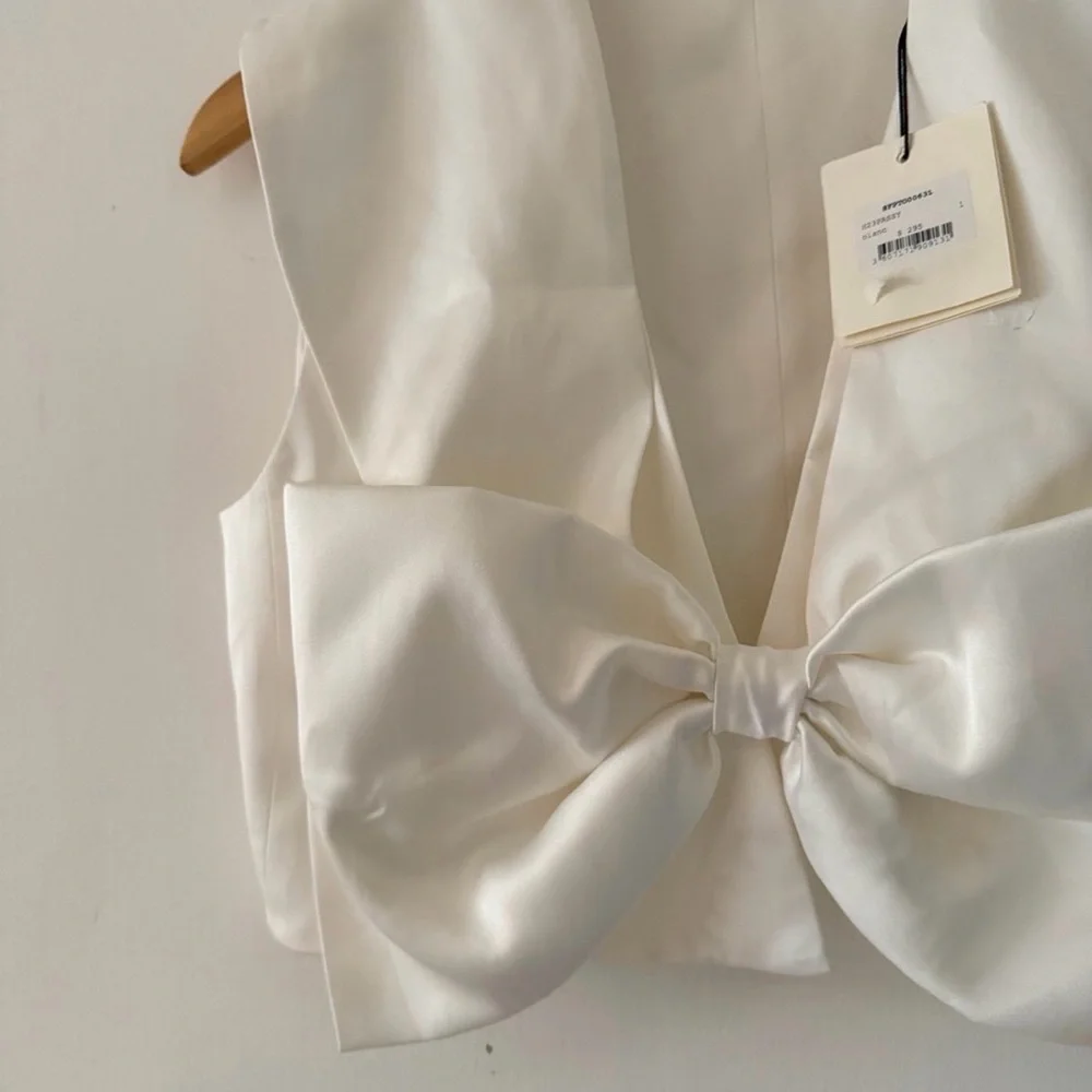 NWT Sandro Passy Bow Crop Top Size 1 — Designer Satin (Defect) - Picture 6 of 11